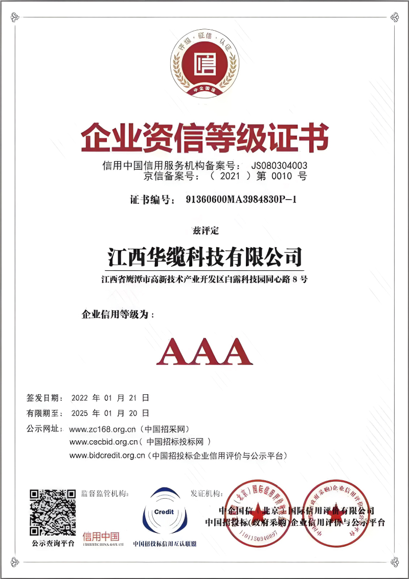 企業(yè)資信等級證書